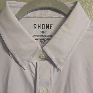 NEW Rhône Commuter Lavender Dusk Slim Fit Stretch Tech Dress Shirt - Mens Large